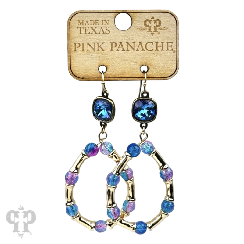 Ombre crackle bead teardrop earring, Austrian crystal - LC