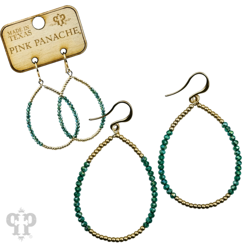 Faceted and round color bead teardrop earrings - LC