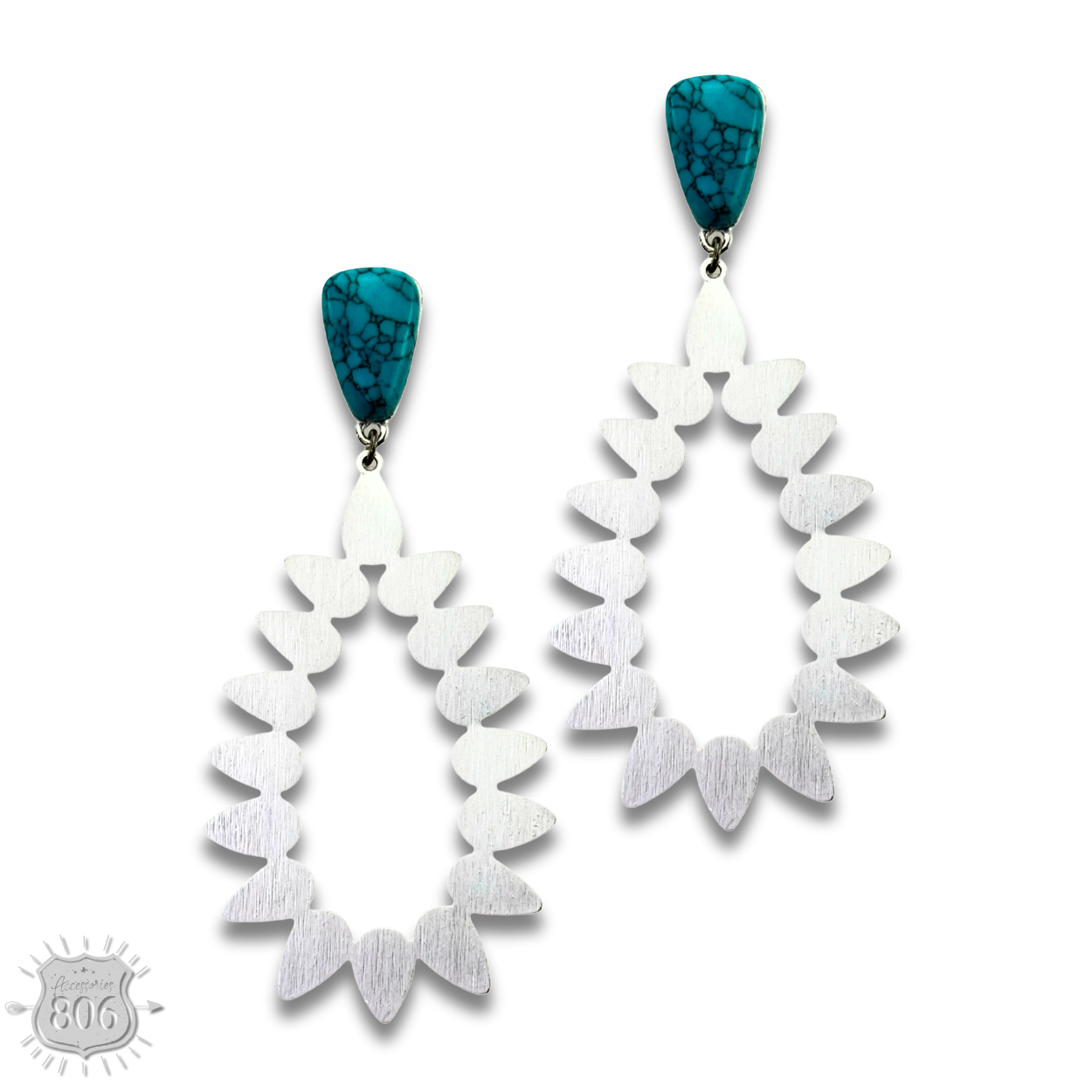 Silver cutwork teardrop earring - LC