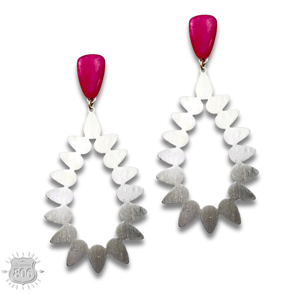 Silver cutwork teardrop earring - LC