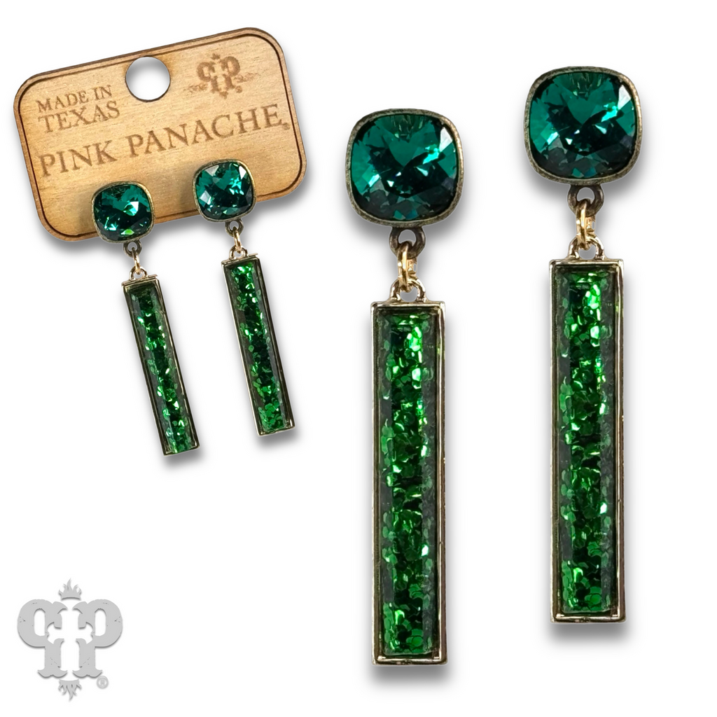 Glitter bar earring with Austrian crystal - LC