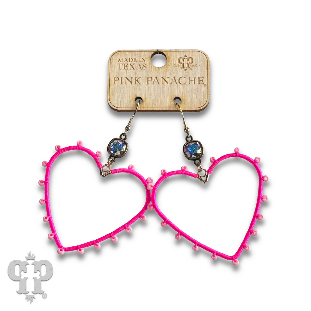 Bead wrapped heart earring with Austrian crystal - LC