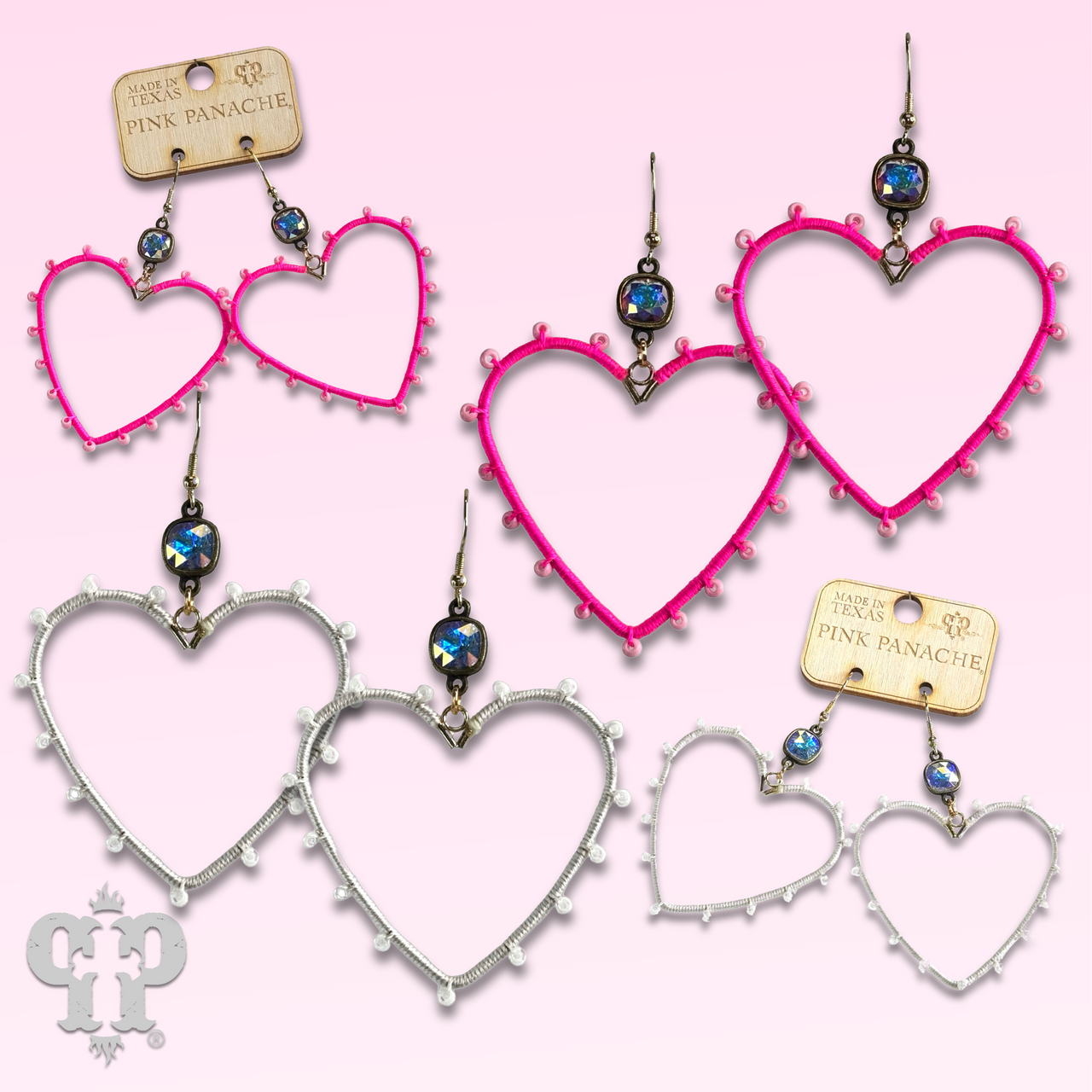 Bead wrapped heart earring with Austrian crystal - LC