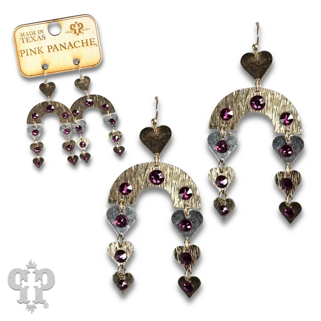 Heart charm and arch earring with Austrian crystal - LC