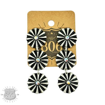 Western silver starburst drop earring