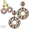 Rhinestone circle dangle earring on rhinestone post