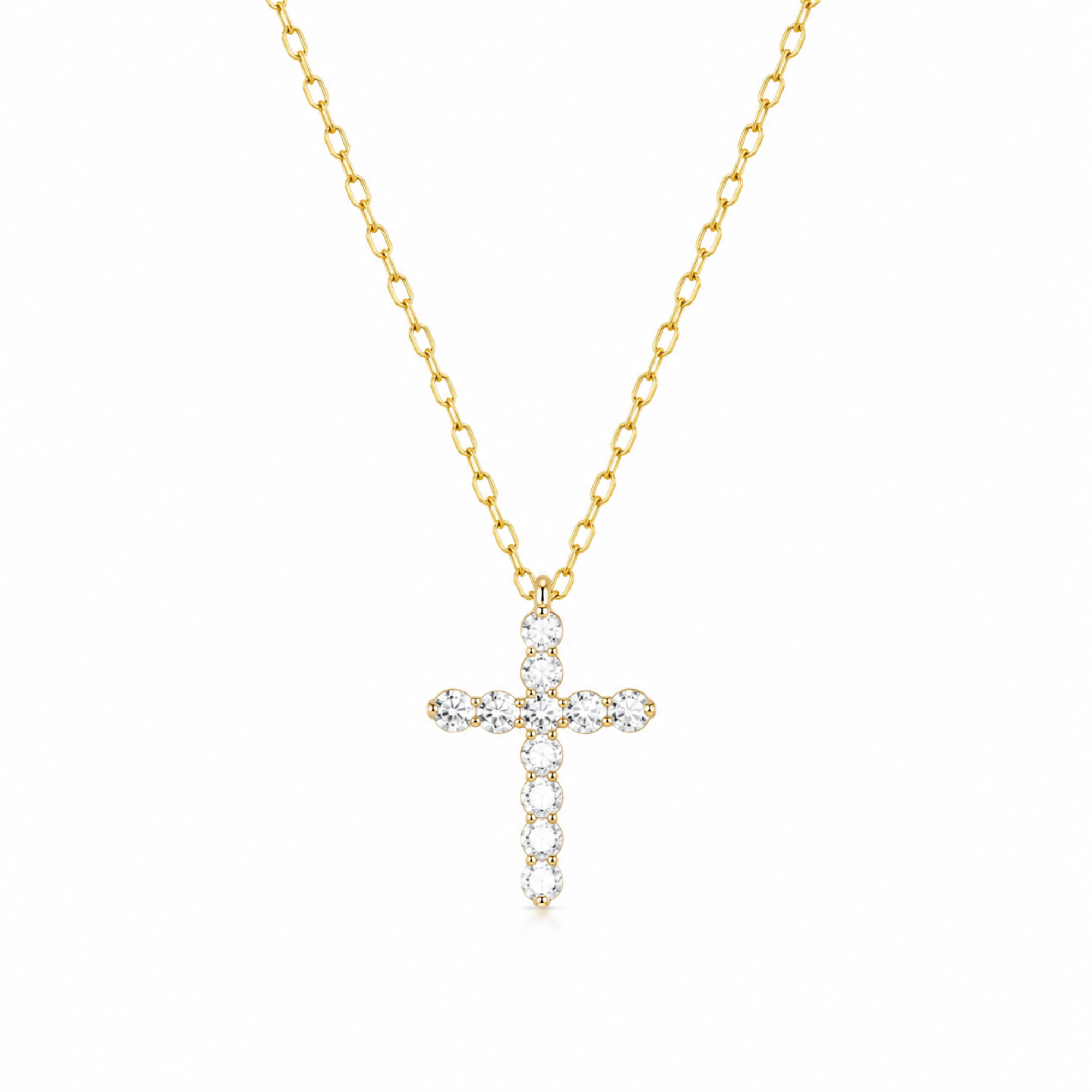 Faceted Crystal Cross Necklace