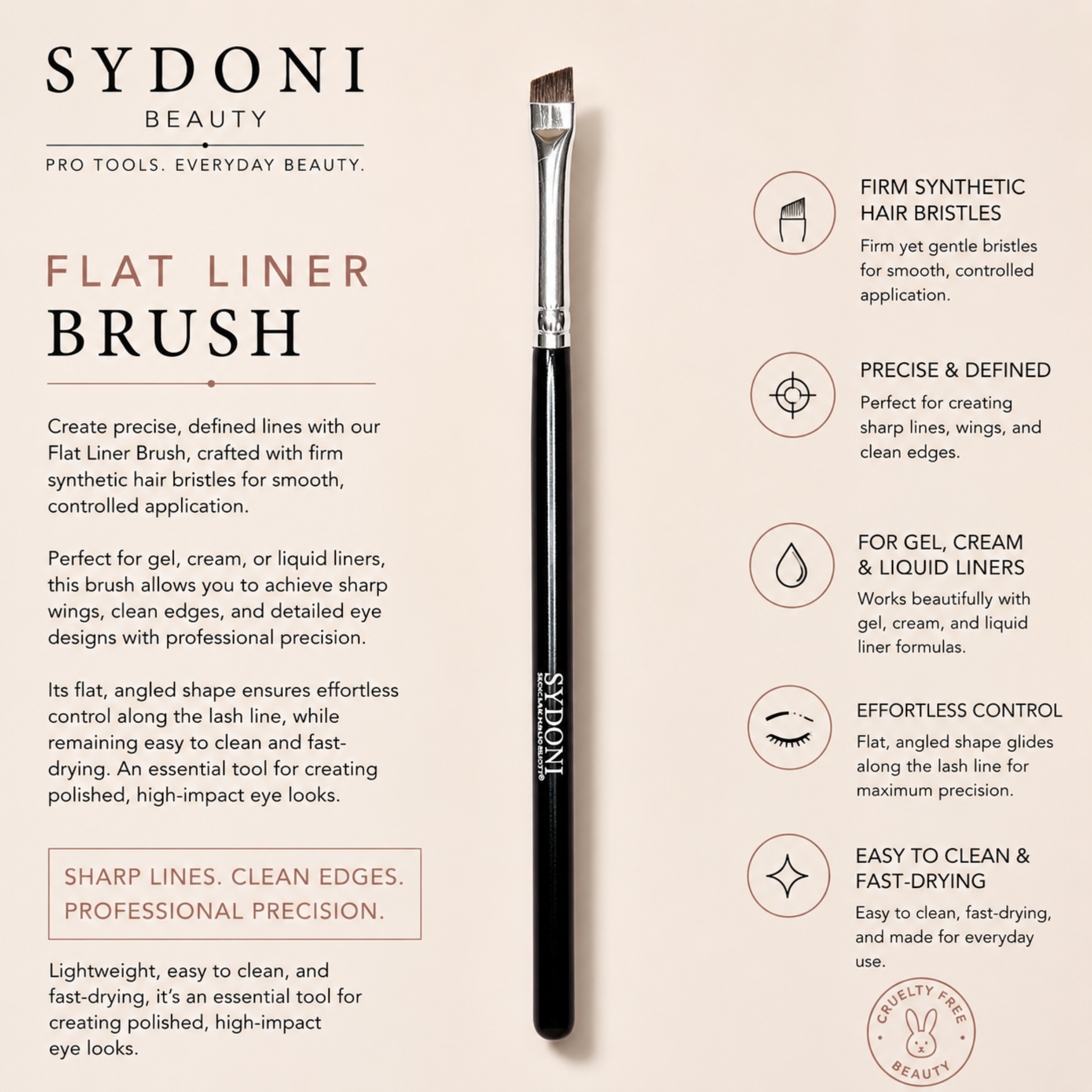 SYDONI FLAT LINER BRUSH - Synthetic Hair Bristles