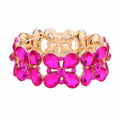 Floral Teardrop Glass Crystal Stretch Evening Bracelet