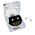 4mm Square Crystal Cubic Zirconia Stud Earrings in Clear Gift Box - Ready to Gift