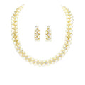 Crystal Rhinestone Pearl Cluster Bib Necklace