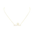 Gold Dipped CZ Crown MAMA Message Pendant Necklace