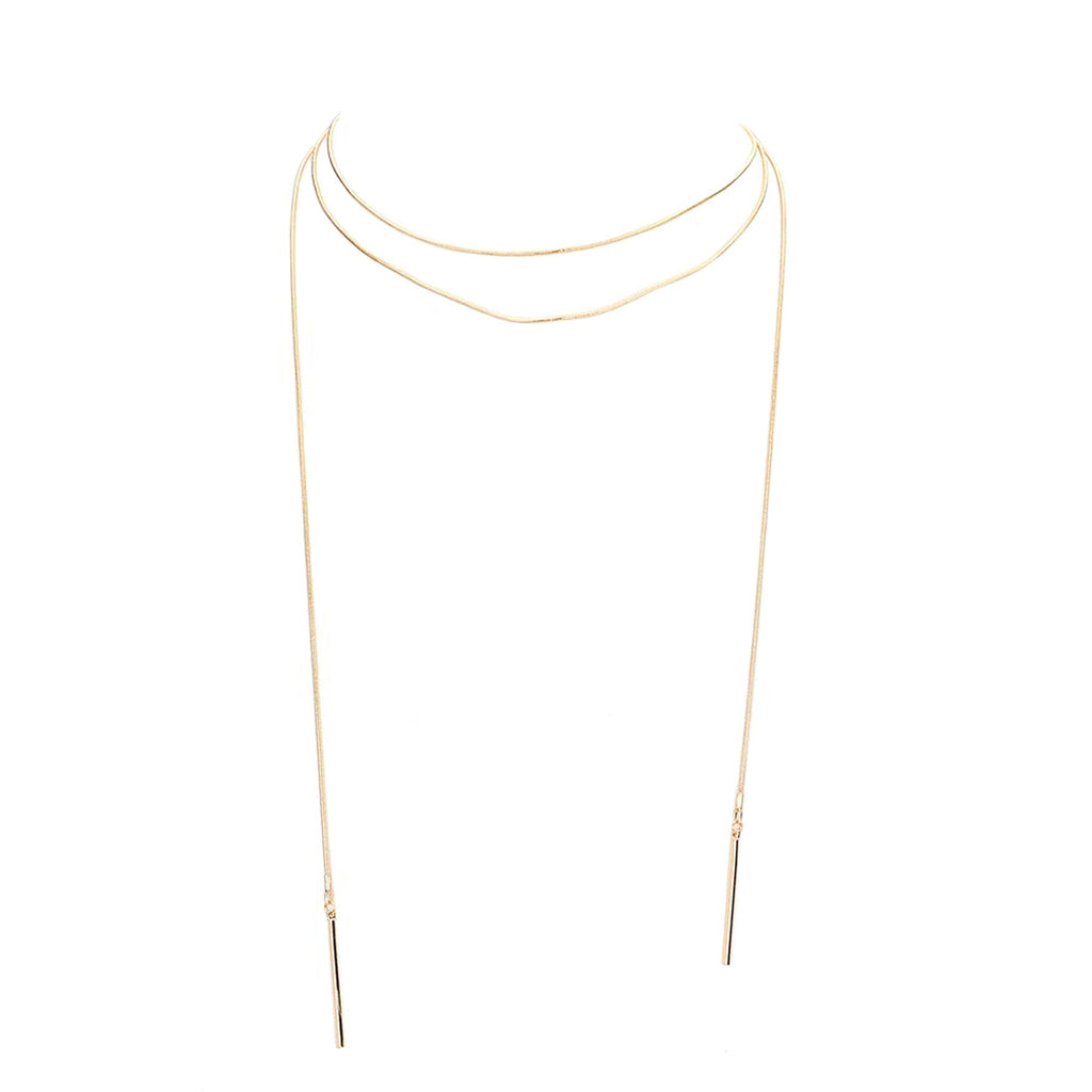 Metal Bar Dangle Tip Layered Necklace