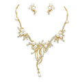 Pearl Accented Floral Rhinestone Necklace