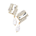 Rectangle Stone  Freshwater Pearl Dangle Evening Earrings