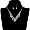 Round Crystal Rhinestone Collar Necklace Earring Set