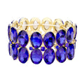 Glass Crystal Oval Stone Cluster Stretch Bracelet