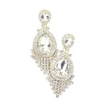 Teardrop Stone Accented Dangle Evening Earrings