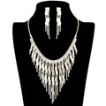 Wavy Fringe Crystal Rhinestone Necklace