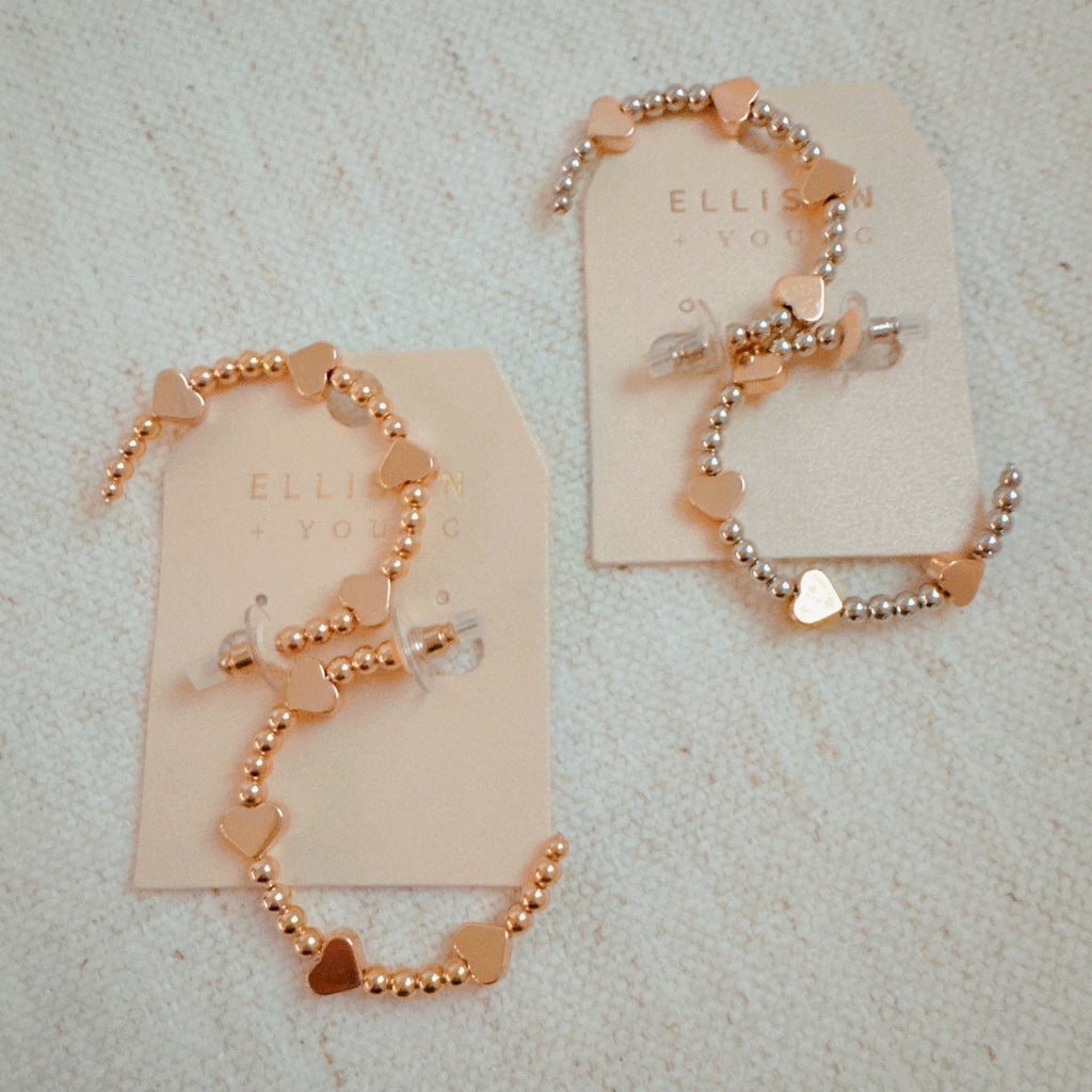 Golden Hearts Beaded Hoop Earrings