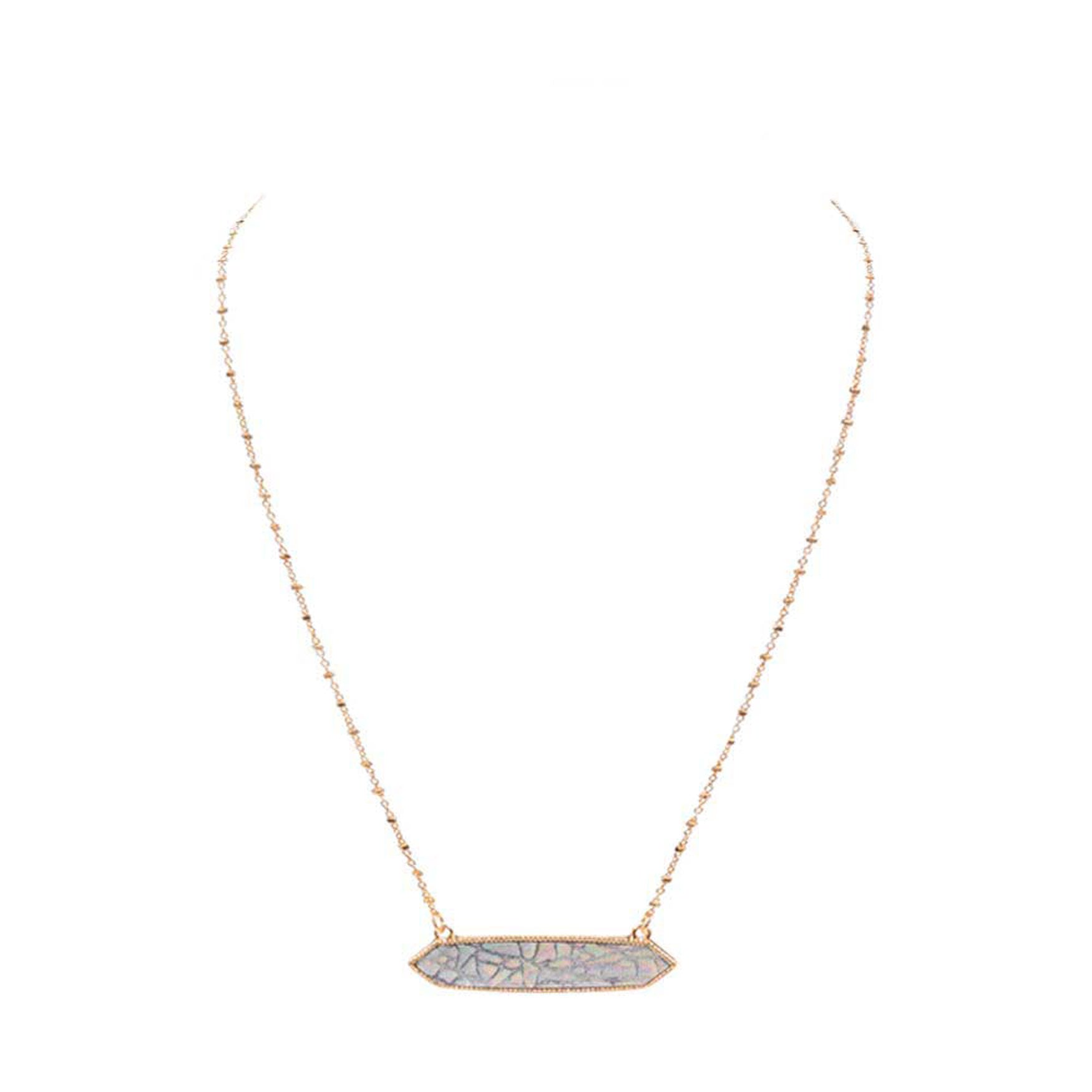 Trendy Patterned Hexagon Pendant Necklace