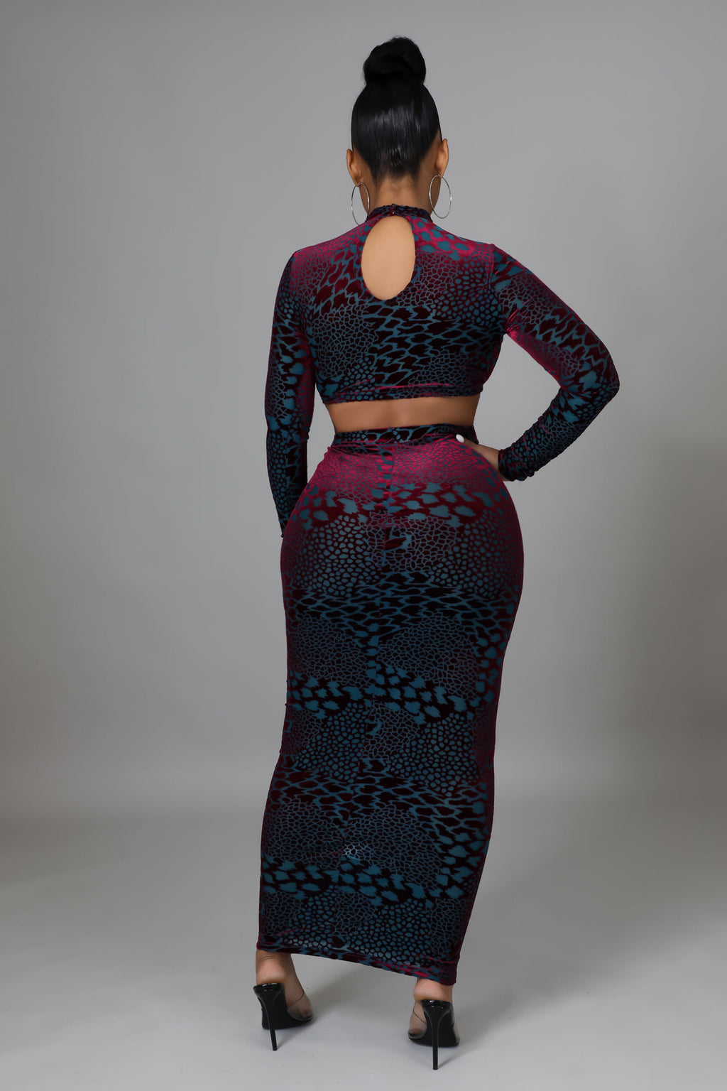 Diamond String Velvet Skirt Set