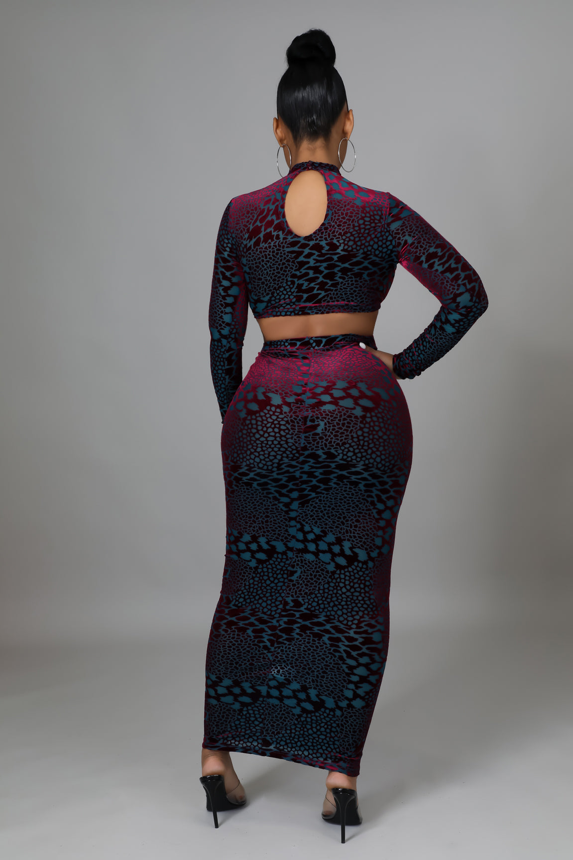 Diamond String Velvet Skirt Set