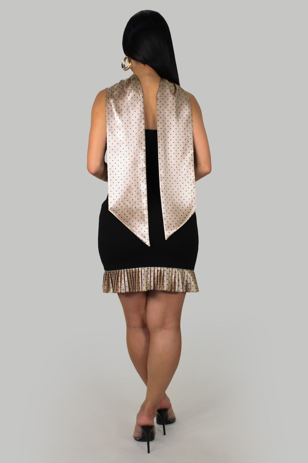 Boca Raton Elegance Dress w/ Scarf- Black