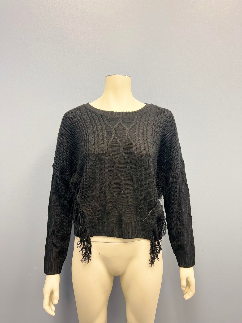 No Comment Pull Over Sweater, Black, Size Large