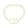 Abstract Metal Accented Faceted Beaded Stretch Bracelet