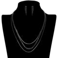 CZ Square Stone Detailed Triple Layered Jewelry Set