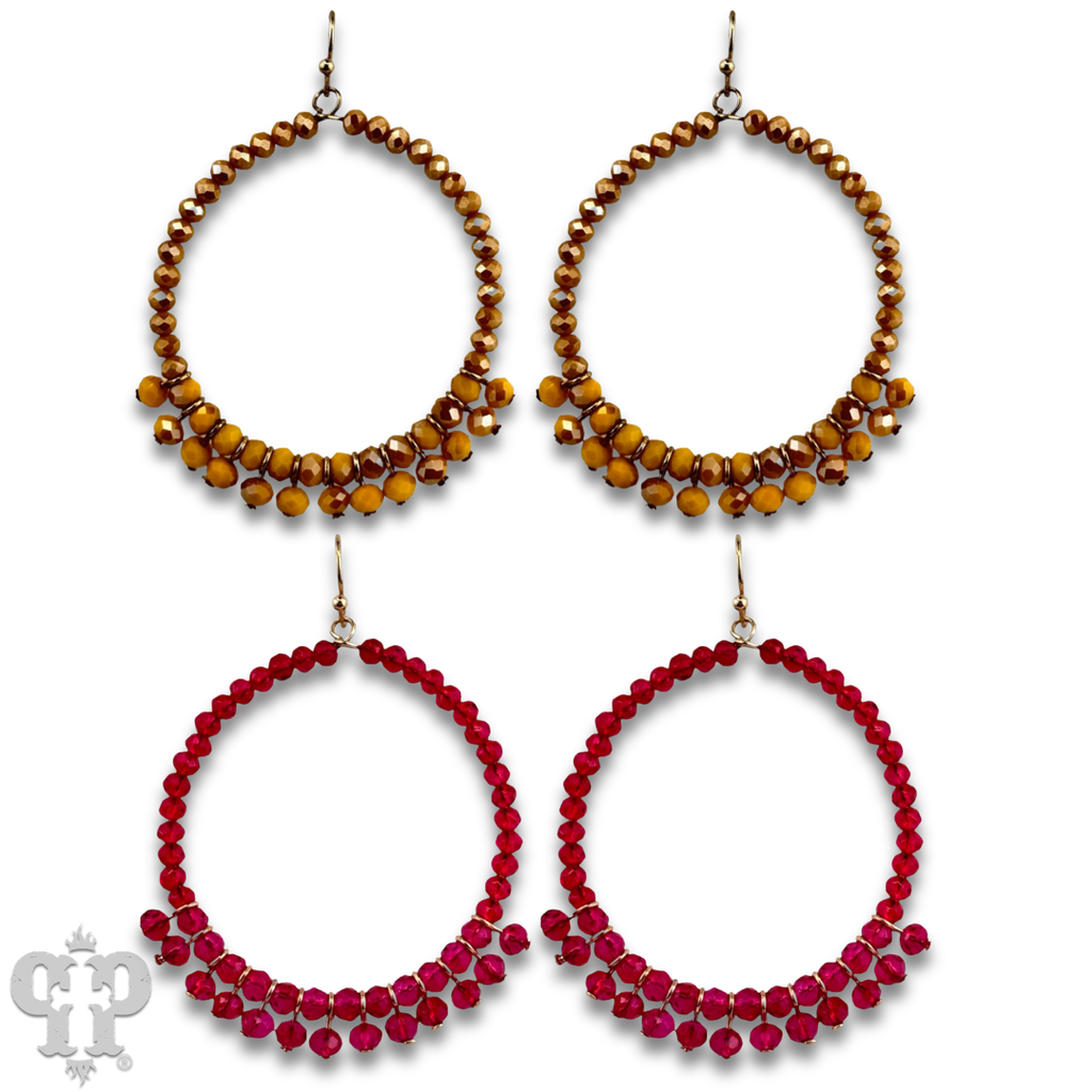 Faceted bead fringe circle shape earring, last call