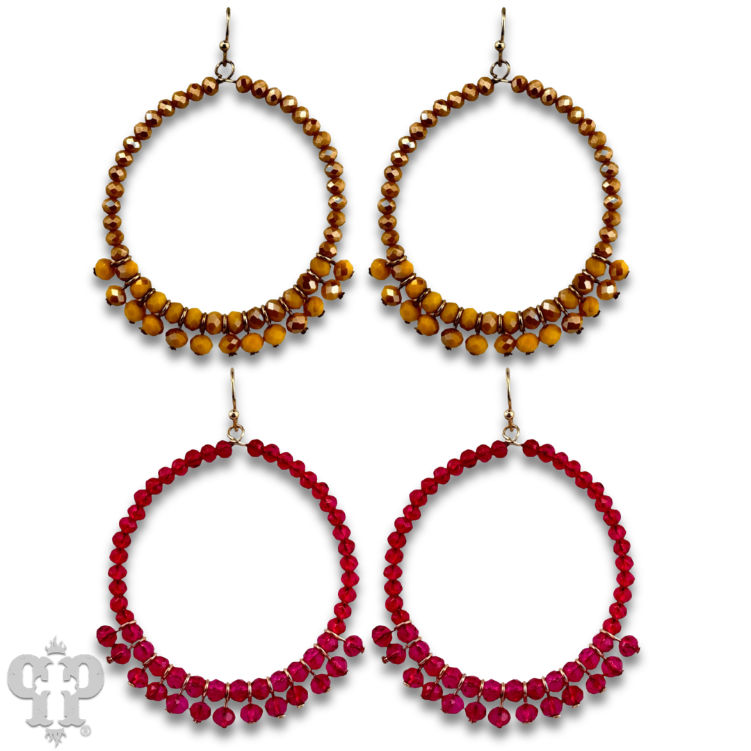 Faceted bead fringe circle shape earring, last call