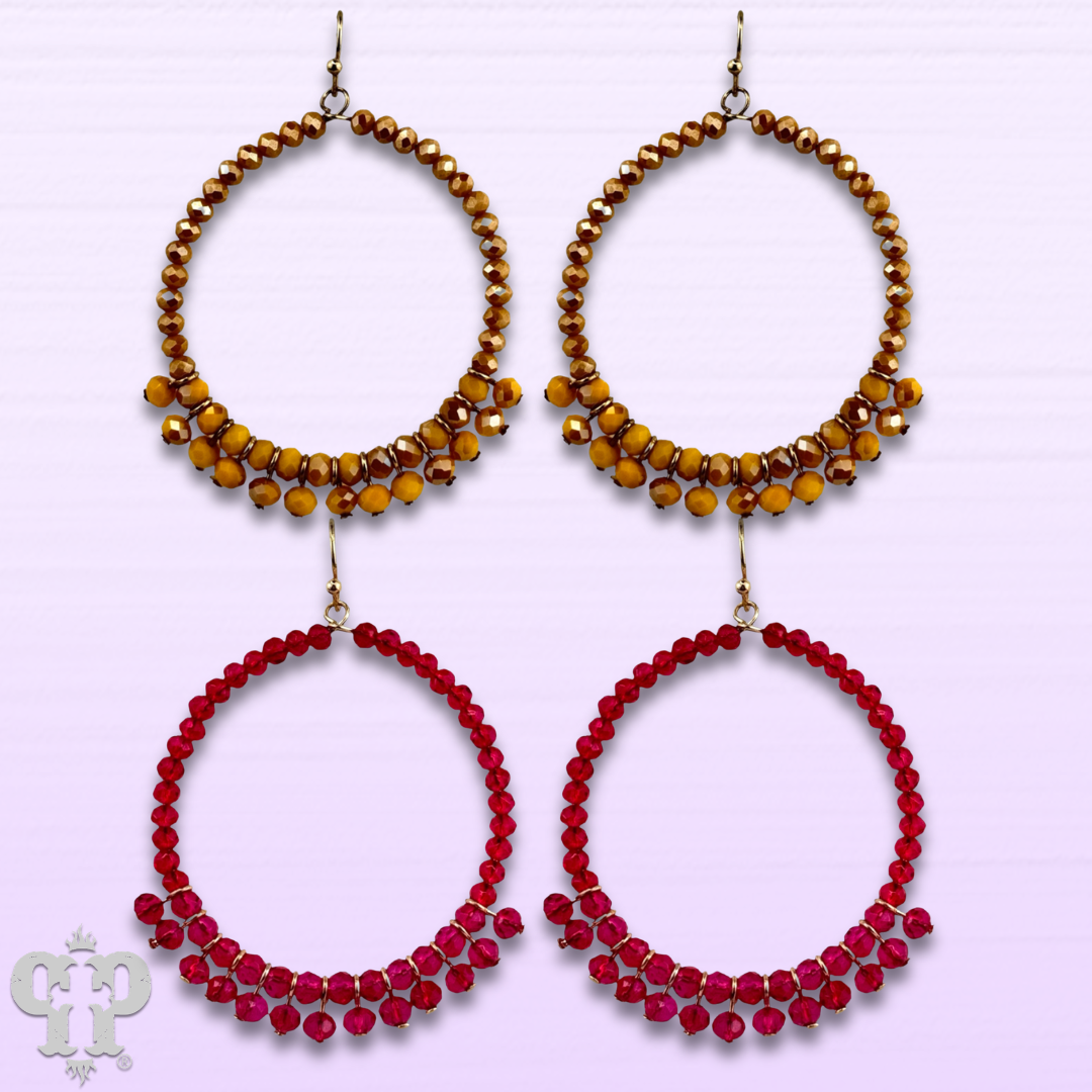 Faceted bead fringe circle shape earring, last call