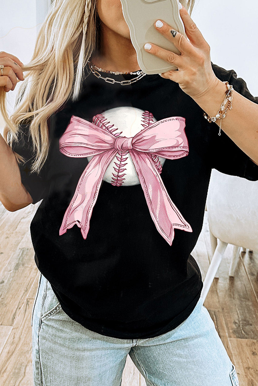 Adie - Black Bow Baseball Tee