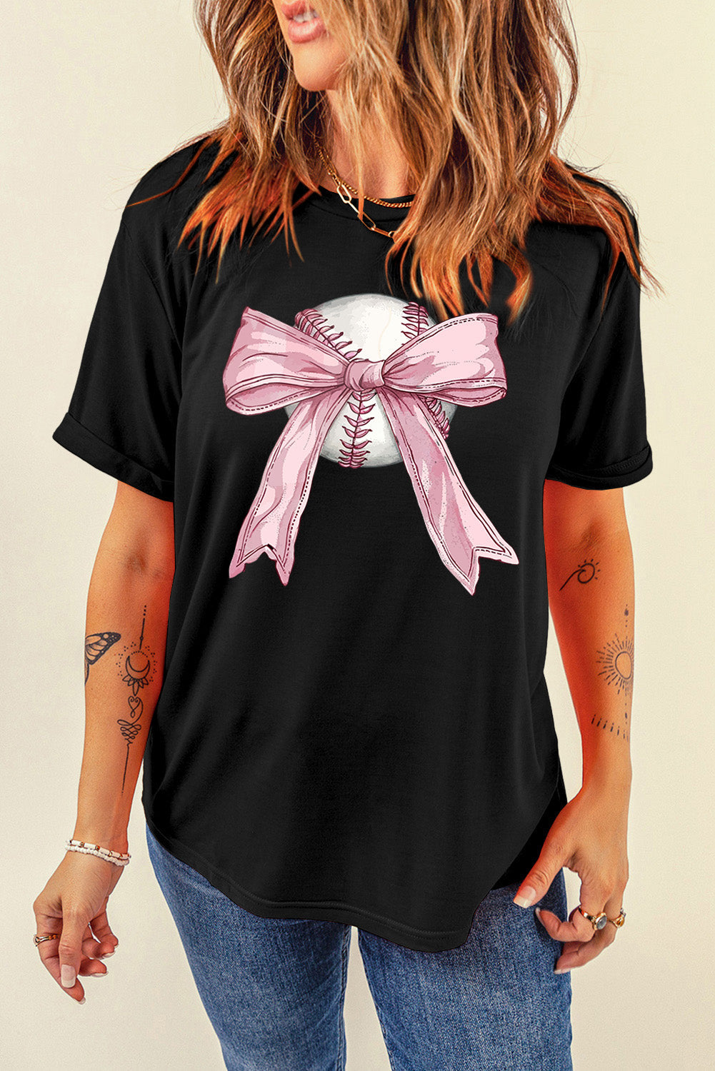 Adie - Black Bow Baseball Tee