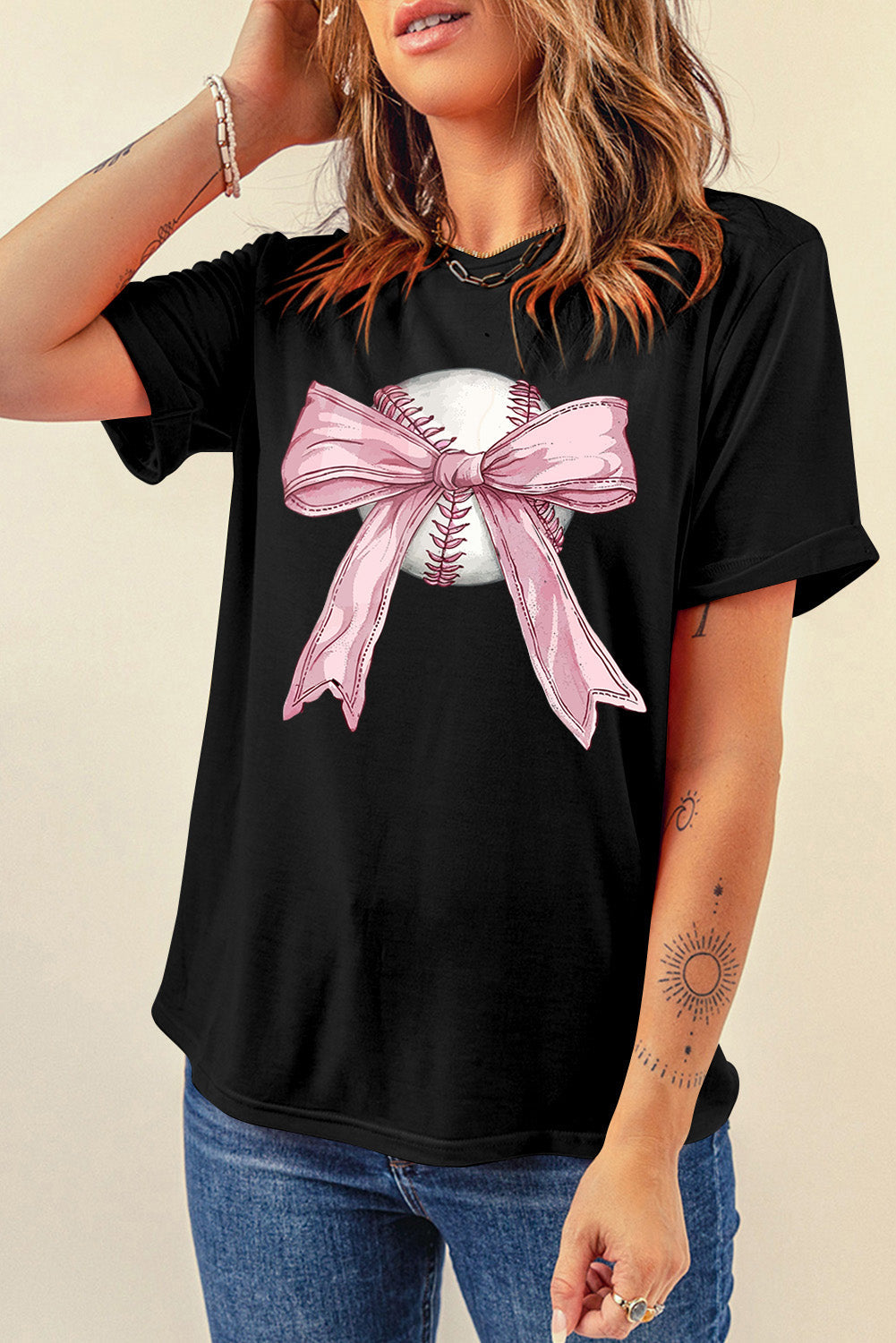 Adie - Black Bow Baseball Tee