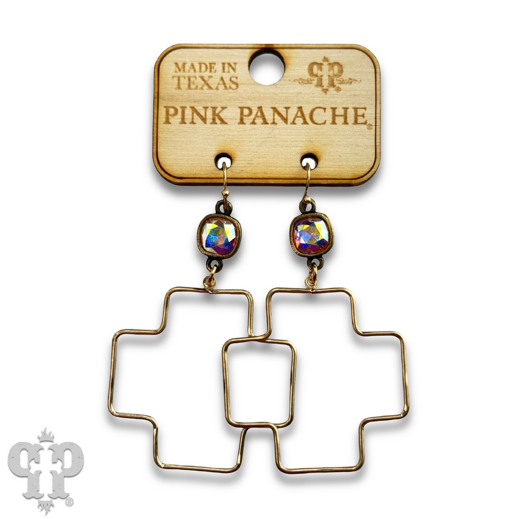 Square cross earring with Austrian crystal - LC