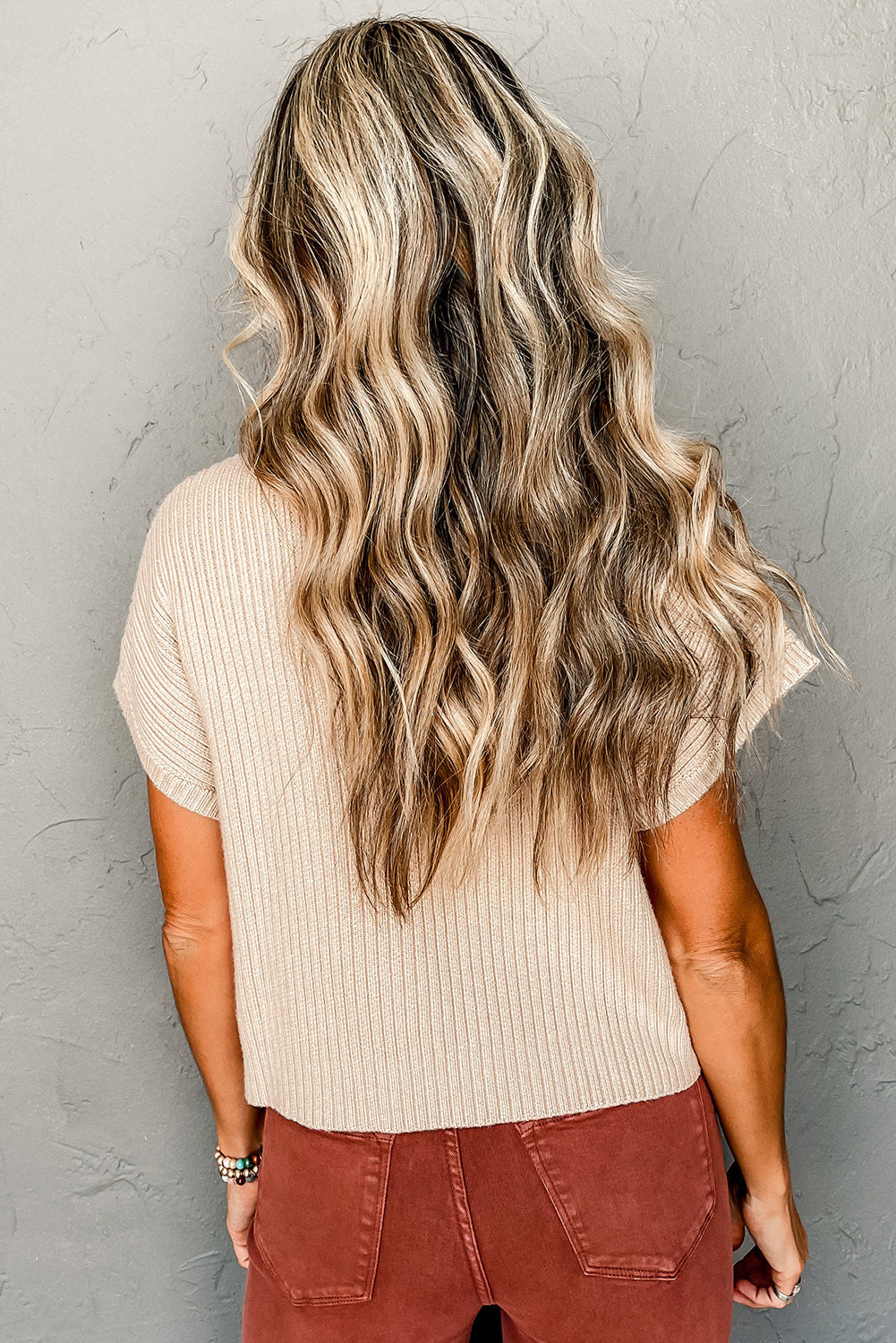 Ollie - Patch Pocket Ribbed Knit Short Sleeve Sweater