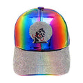 Bling Afro Girl Accented Rainbow Baseball Cap