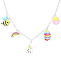 Enamel Bee Rainbow Easter Egg Pendant Station Necklace