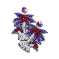 Felt Back American USA Flag Palm Tree Beaded Dangle Earrings