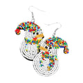 Felt Back Beaded Christmas Theme Duck Dangle Earrings