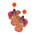 Trendy Felt Back Beaded Turkey Dangle Earrings