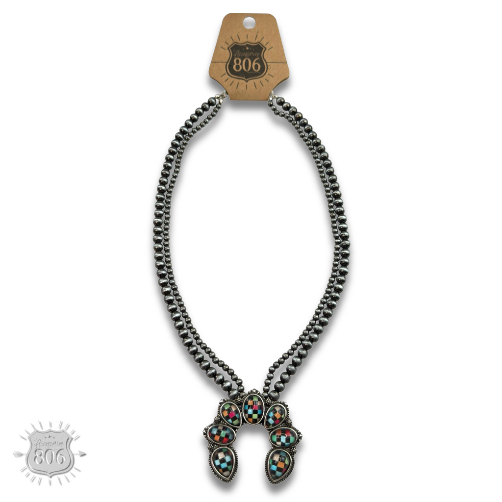 Checkerboard naja style necklace