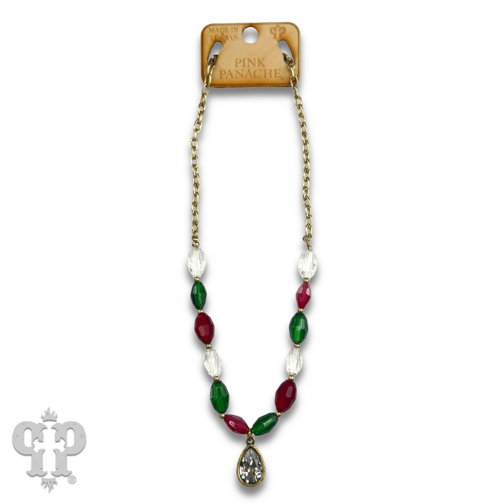 Faceted oval bead necklace with Austrian crystal - LC