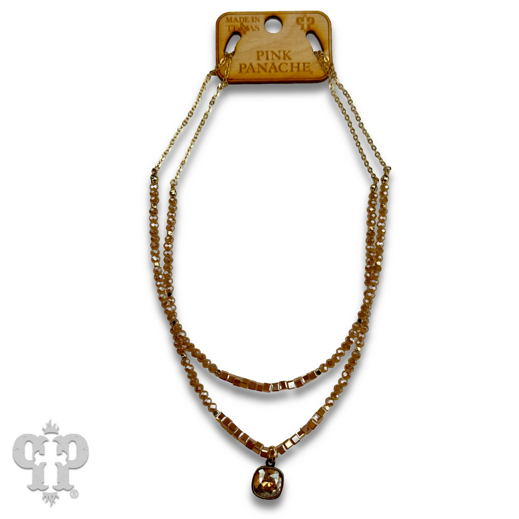 Two strand mixed bead necklace with Austrian crystal - LC