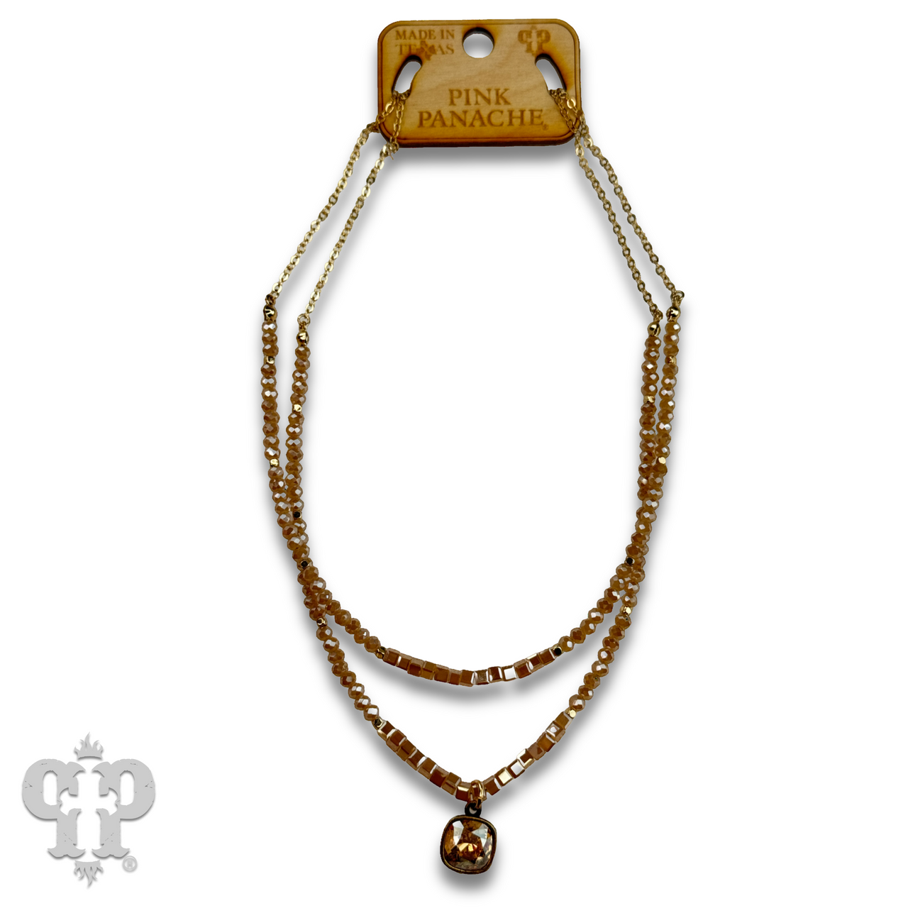 Two strand mixed bead necklace with Austrian crystal - LC