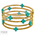 Beads and cross charm stack bracelet
