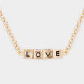 LOVE Metal Cube Pendant Necklace